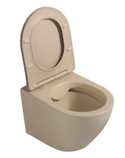 Подвесной унитаз ABBER Bequem AC1100MBB безободковый бежевый матовый